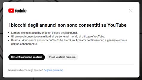YouTube Premium blocco annunci